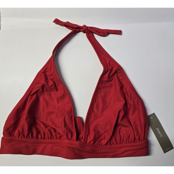 J.Crew Halter Tie Bikini Top‎ Lined Swim Small Red BY633 - Picture 1 of 8